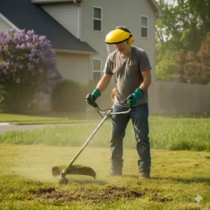 หน้ากากกันเศษหญ้า (แบบใส-ขอบเหล็ก) กันหิน หมวกใส่ตัดหญ้า หญ้า กัน กระเด็น หน้ากากตัดหญ้าเซฟตี้