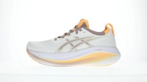 ASICS Women GEL-NIMBUS 27 Running Shoes in White/Fawn