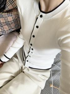 2025 New Korean Style Soft Moisturizing Casual Striped Fashion Versatile Loose SlimmingSweet Cool Knitted Open Cardigan Coat round Neck