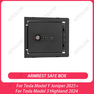 Carbonsteel Center Console Safe Organizer For Tesla Model Y Juniper & Model 3 Highland 2025 2026 Armrest Lock Box with Lock