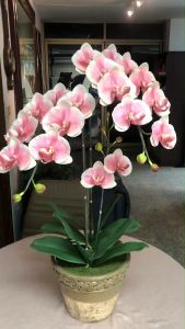 กระถางกล้วยไม้ประดิษฐ์ ดอกไม้ปลอมพร้อมกระถาง ดอกไม้ตกแต่งบ้าน