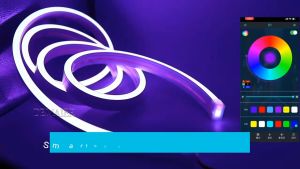 Home Taste Bluetooth Neon LED Strip Lights USB5V Remote Control Silicone Neon Rope Light with Music Sync RGBIC Dreamcolor Chasing Strip Tape for Room Decoration Holiday Lighting
