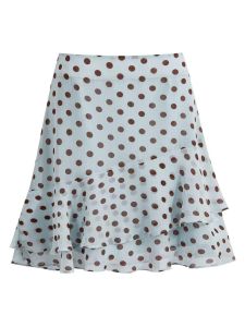 NUMEN BUTTON | Youthful Slimming Elegance Concealing Dots Irregular Midi Skirt for Petite