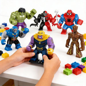 Hot Toys | Mini Building Blocks Superhero Animal Figure Thanos Hulk Stone Man Assembles Building Blocks Toy Childrens Birthday Gift