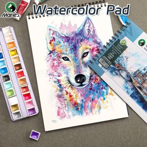 25 Sheets Maries Watercolor Pad 16k/A4/8k 230gsm/108lb for DrawingWritingAcrylicPerfect Gift for Artists and Professionals