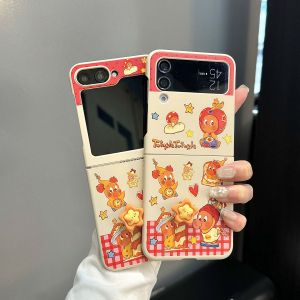 เคสโทรศัพท์ Samsung Galaxy Z Flip6 แบบป้องกันการตกหล่นแบบครอบเต็มจอพร้อมรูปดาวและหมุนได้ ดีไซน์น่ารัก สำหรับ Z Flip5 Vivo Huawei Novaflip Xiaomi Mixflip