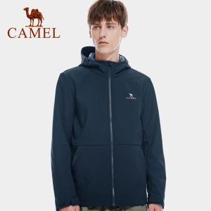 camel Outdoor Mens Soft Shell Jackets Water-repellent Windproof Fleece Jacket
