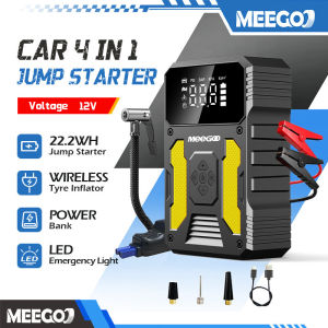MeeGoo 4 IN 1 Car Jump Starter With Air Pump Heavy Duty Car Battery Jump Starter Outdoor Emergency Power Bank For Car