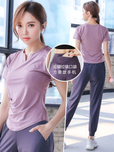 Womens Sport Yoga Fitness Quick Dry Suit Spring Autumn 2025 New High-End Mobile Phone Pocket Running Fitness Clothing