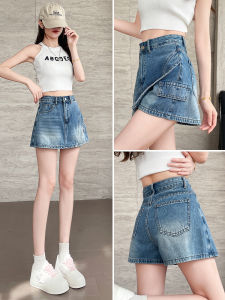 Blue Denim High Waist Thin Design Sensation Summer Short Skirt for Women A-Line Mini Skirt Cotton Polyester Blend Fabric