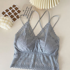 Áo Ngực Ren Không Dây Liền Thân Kiểu Dáng Ngọt Ngào Dài Vừa Phải Không Để Lại Dấu Vết Ngực Phẳng Nâng Ngực Apparent Không Có Vòng Thép