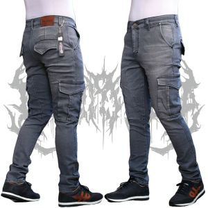 DIMIORGIA Celana Panjang Cargo Jeans Pria Arman Slimfit Denim Strecht Handmade