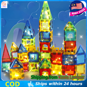 48-120pcs Magnetic Tiles Building Blocks for Kids Glowing Marble Run Magnetic Construction Set STEM Toys