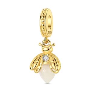 Mặt Dây Chuyền Charm Hình Đom Đóm Bạc 925 Sterling 1 Chiếc Dành Cho Nữ Chủ Đề Động Vật Cổ Điển Làm Đồ Trang Sức Tự Làm Quà Tặng Phù Hợp Với Vòng Tay Dây Xích Nguyên Bản