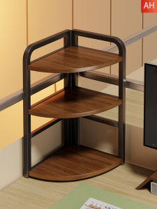 Corner Multi-layer Fan-shaped Shelf Home Office Desk Wall Angle Triangle Small Size Storage Rack Nordic Style Wood Material