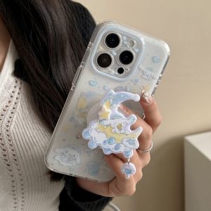 Sanrio | Cute Cartoon Cloud Moon Cinnamoroll Magnetic Stand Holder Case For iphone 17 16 15 Pro Max 17 Pro Lens Protective Phone Cover
