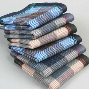 6Pcs Vintage Classic Handkerchiefs Mens Plaid Pocket Square Cotton Handkerchief Striped Hankies Pocket Square for Men