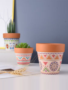 Red Terracotta Pot Succulent Planters Soil Absorption Indoor Greenery Vintage Baking Desktop Potted Plants Flowerpots Garden