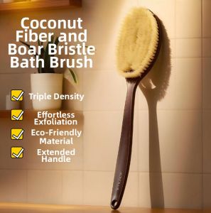 DUOCAN | Natural Bristle Long Handle Bathing Brush