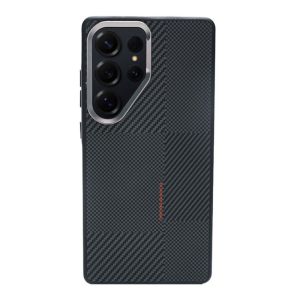 Carbon Fiber Texture Magnetic Charge Case For Samsung Galaxy S26 S25 S24 S23 Ultra Anti-fall Matte Alloy Lens Protector Cover