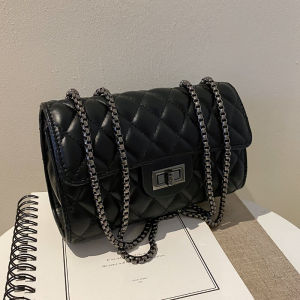 Fashionable Womens Small Crossbody Bag 2024 New High Quality Quilted Chain Strap Shoulder Bag Soft PU Lock Buckle Closure Casual