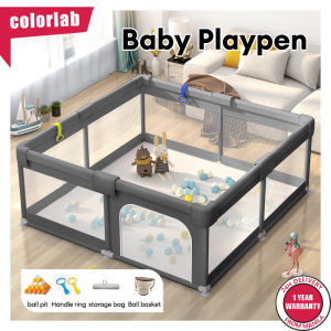 Colorlab Baby Playpen For Baby With Foam Stainless Steel Frame Indoor Breathable Mesh Kids Safety Fence With Balls