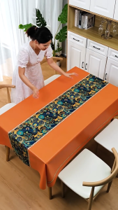 SG Stocks -Trendy PVC Table Runner & Tablecloth – Size: 140 × 200 cm - Waterproof Oil-Proof Heat-Resistant