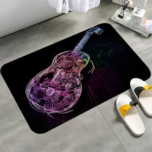 VIKAMA Nhạc Nhẹ Nhàng Đàn Guitar Chủ Đề Thảm Trải Sàn Phong Cách Hiện Đại Thảm Polyester Cho Phòng Khách Phòng Ngủ Sofa Chống Trơn Trượt Trang Trí Nhà Thảm