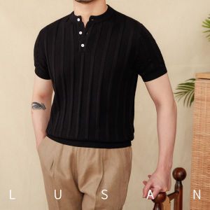 Henley Collar Breathable Fit Pure Cotton Pique Short Sleeve T-Shirt