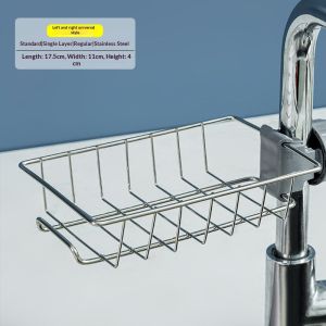 Stainless Steel Faucet Storage Rack Adjustable Sink Drain Basket Sponge Dishcloth Holder Kitchen Bathroom Organizer Accessories