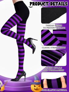 Womens Extra Striped Tights Full Length Tights Stocking Socks for Halloween Costume Accessory