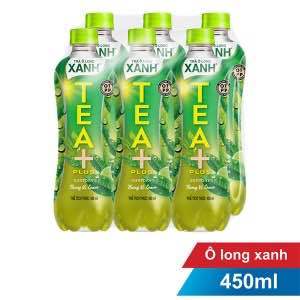 Lốc 6 chai trà ô long xanh Tea plus 455ml