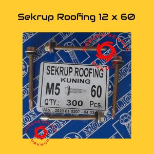 (50 pcs) Sekrup Roofing Moon Lion 12x60 / Sekrup Roofing Kuning 6cm