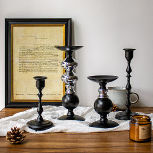 Black European Vintage Candle Holder Home Decorative Items Living Room Decorations Aromatherapy Candles Alloy Material