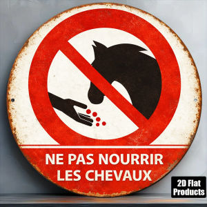 CIFbuy | 2D Vintage Metal Sign Aluminum Round Plaque No Feeding Horses Warning Decor Farm Barn Stable Wall Art Gift
