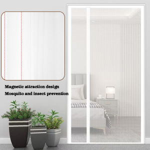 White side opening mosquito proof door curtain magnetic suction design invisible mosquito proof no drilling installation