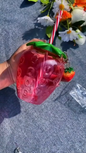 Strawberry Design Cup 500ml with Straw – Reusable Cold Drink Tumbler (Cute & Portable)