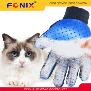 FONIX ถุงมือสัตว์เลี้ยงถุงมือแปรงลดขนร่วงขนแมวถุงมือตกแต่งแมวหวีสำหรับสุนัขสำหรับแมวแปรงกำจัดขนนวดอาบน้ำทำความสะอาดสำหรับสัตว์