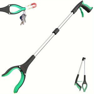 1Pc Aluminum Pliers Sanitation Garbage Picking Long Clip Folding Pliers for Picking up Objects Elderly Lightweight Gripper Tools