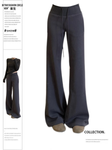 Quần Dài Ống Đứng Rộng Rãi Màu Xám Đậm Cho Nữ Mùa Xuân Mới Quần Dài Ống Rộng Thoải Mái Thường Ngày Cho Phụ Nữ Béo Phì