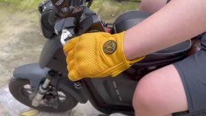 MJMOTO Retro Găng Tay Xe Máy Da Nửa Ngón Tay Cảm Ứng Màn Hình Cứng Bảo Vệ Vỏ Cứng Thoáng Khí Motocross Găng Tay Dành Cho Nam Và Nữ