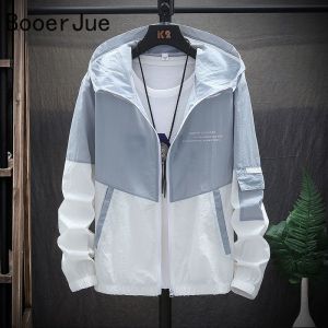 Cycling UPF50+ Sun Protection Jacket Men Striped Hooded Ultra Light Windbreaker Summer Skin Coat Casual Outwear Outdoor Sports