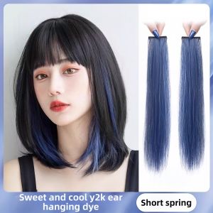 Colorful Blue Dyed Hair Extensions Clip-on
