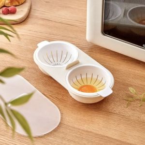 Microwave Eggs Poacher Double-Cup Egg BoilerKitchen Gadget Hot Spring Egg Mold Cooking ToolsClear Water Lotus Egg Maker