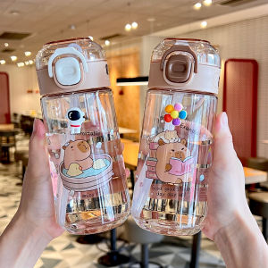Cute Childrens Straw Water Bottle High Aesthetic Value Summer Kindergarten School Bag Girl Drinking Jug PC PP Silicone Material