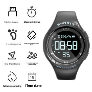 Silent Vibration Alarm Electronic Watch Sport Bracelet for Men And Women Students Couples Black Tech Wake up Tool Digital Display