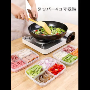 4 grids Japanese Quality Airtight Seal Fruits Meat Food Fridge Refrigerator Storage Box Organizer
