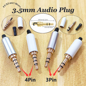 1/2/5PCS 3.5mm Audio Plug Gold Plated Stereo Headphone Jack 3/4 Pole DIY Repair Earphone Connector Solder Type 3Pcs Set 