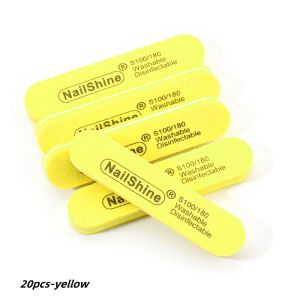 20pcs  Mini Colorful Nail Art File 100/180 Grit Set 90mm Straight Sanding Polishing Grinding Nail Care Tools Soft Sponge Quality