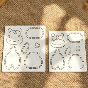 YOMDID 2pcs Lovely Hippo Sewing Template DIY Multiple-Size Hippo Pattern Quilting Template Durable PET Material Sewing Template